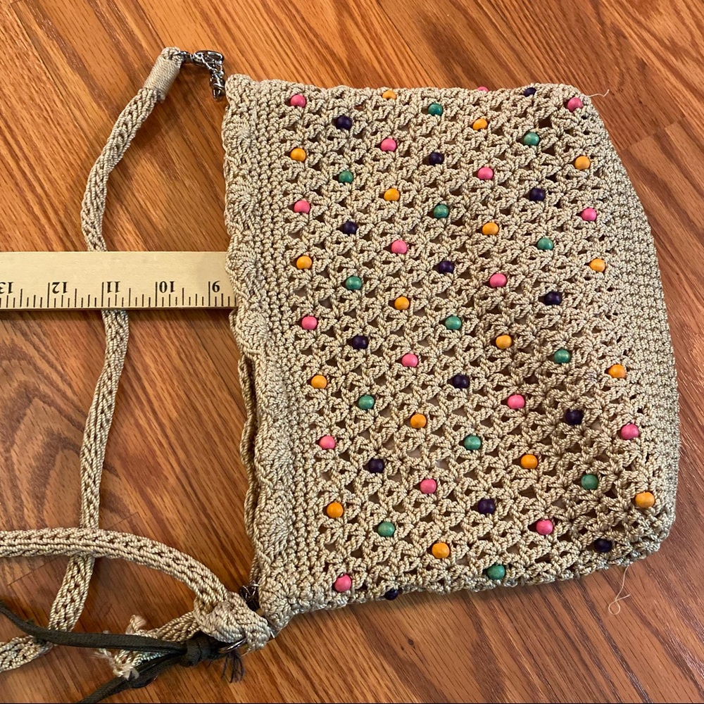 Vintage Y2K does 70’s Beaded Macrame Purse Boho Purse Wooden Bead Bag Crossbody - Picture 15 of 15